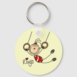 Stick figure girl on Rings Tshirts and Gifts Key Ring