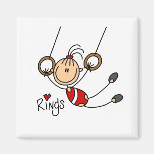 Stick figure girl on Rings Tshirts and Gifts Magnet