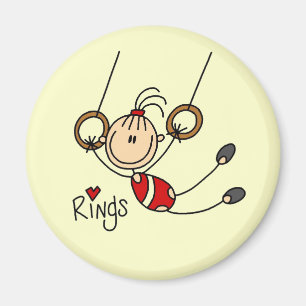 Stick figure girl on Rings Tshirts and Gifts Magnet