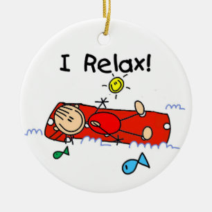 Stick Figure Girl Red Air Mattress Ceramic Tree Decoration