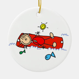 Stick Figure Girl Red Air Mattress Ceramic Tree Decoration