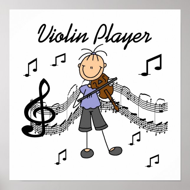 Stick Figure Girl Violin Player T-shirts and Gifts Poster (Front)
