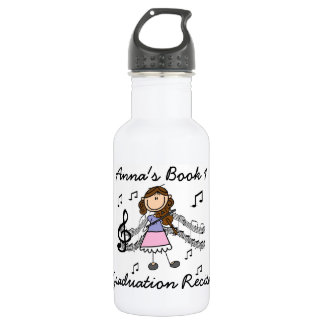 Stick Figure Girl Violin Player Water Bottle