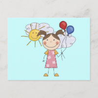 Stick Figure Girl with Balloons T-shirts and Gifts