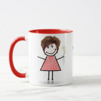 Stick Figure Girl with Daisies and Quote