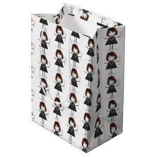 Stick Figure Girl With Daisies Medium Gift Bag