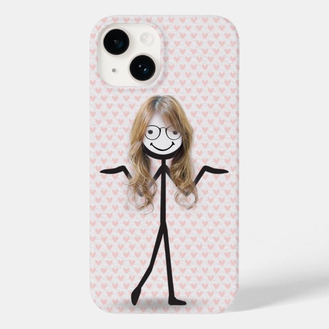 Stick Figure Girl With Hair and Glasses Case-Mate iPhone Case (Back)