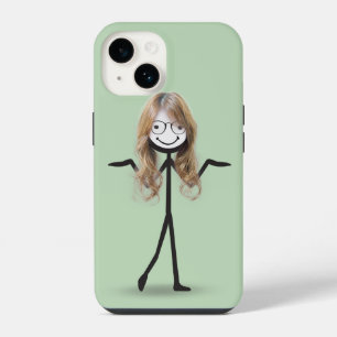 Stick Figure Girl With Hair and Glasses iPhone 14 Case