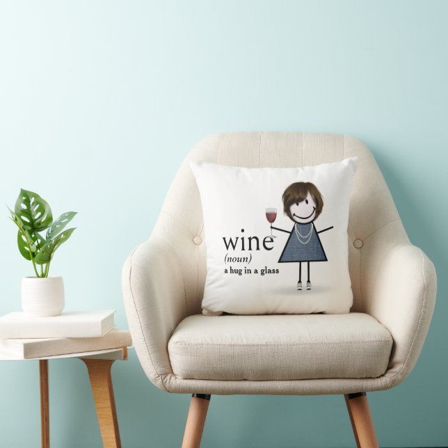 Stick Figure Girl With Red Wine Cushion (Chair)