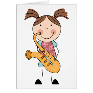 Stick Figure Girl With Saxophone