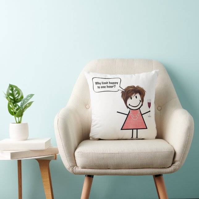 Stick Figure Girl With Wine Glass Cushion (Chair)