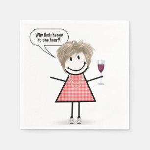 Stick Figure Girl With Wine Glass Napkin