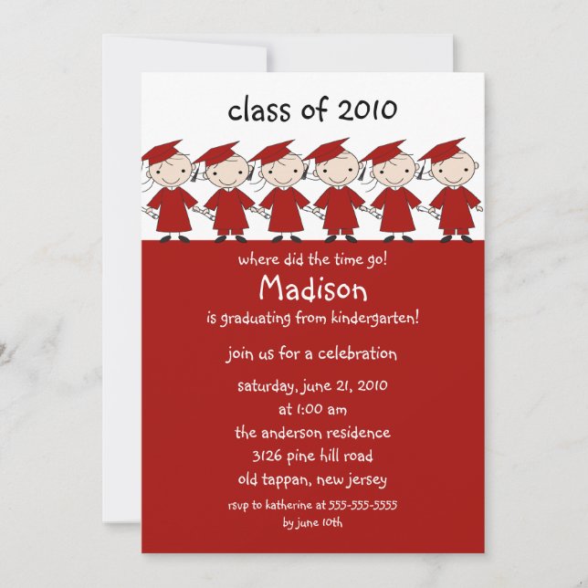 Stick Figure Girls & Boys Graduation Invitation (Front)