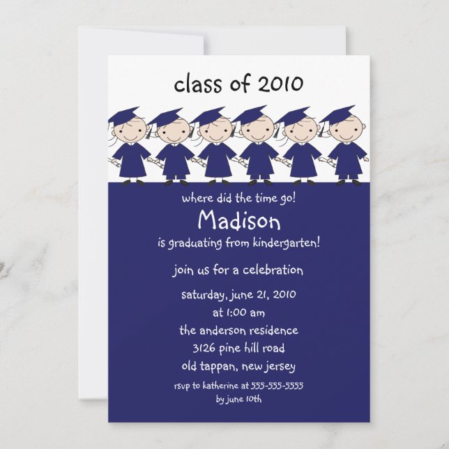 Stick Figure Girls & Boys Graduation Invitation (Front)
