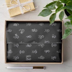 Stick Figure Girls Everyday Life – White on Black Tissue Paper