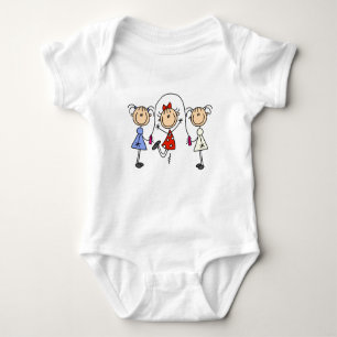 Stick Figure GIrls Jumping Rope Baby Bodysuit