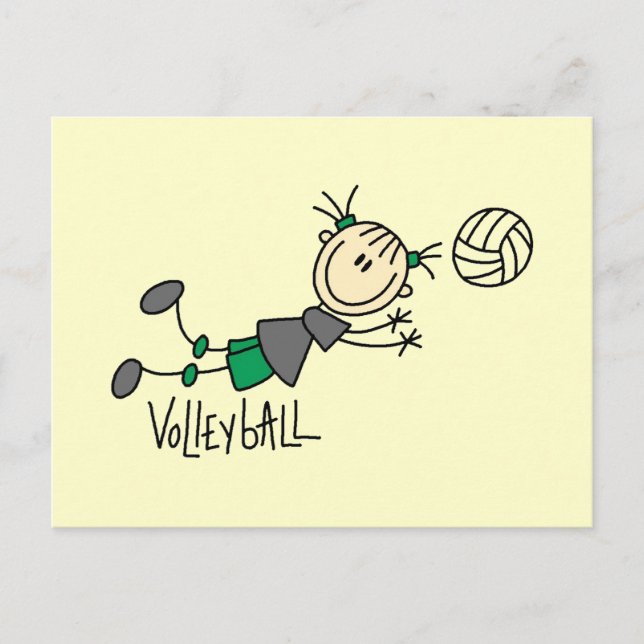 Stick Figure Girls Volleyball T-shirts and Gifts Postcard (Front)