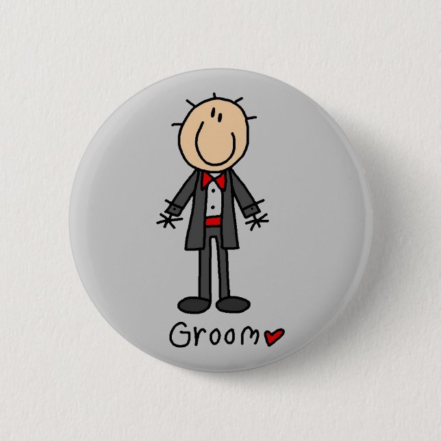 Stick Figure Groom T-shirts and Gifts 6 Cm Round Badge (Front)