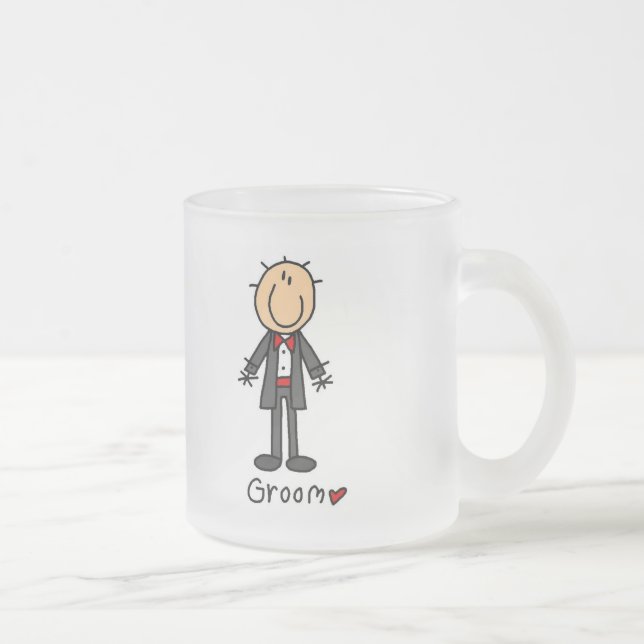 Stick Figure Groom T-shirts and Gifts Frosted Glass Coffee Mug (Right)