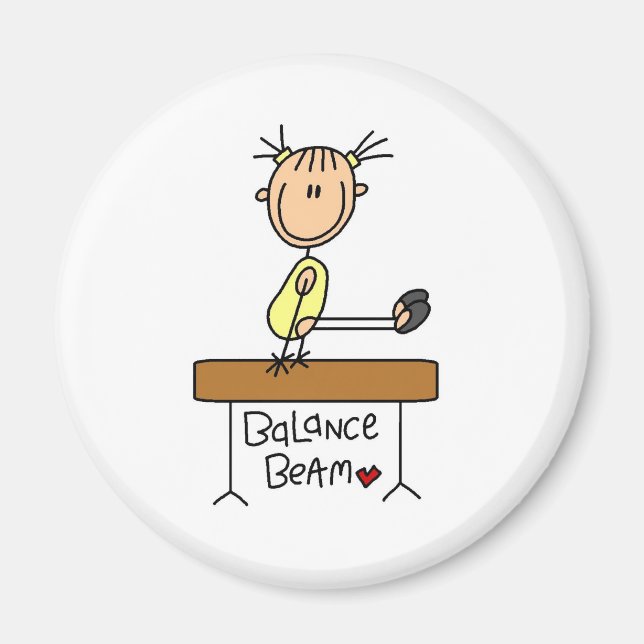 Stick Figure Gymnast on Balance Beam Magnets (Front)
