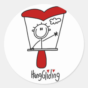Stick Figure Hang Gliding Tshirts and Gifts Classic Round Sticker