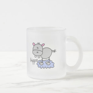 Stick Figure Hippo T-shirts and Gifts Frosted Glass Coffee Mug