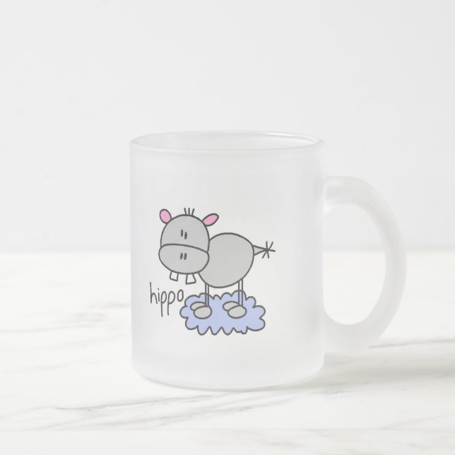 Stick Figure Hippo T-shirts and Gifts Frosted Glass Coffee Mug (Right)