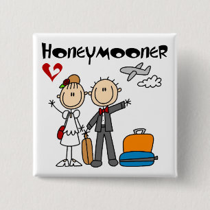 Stick Figure Honeymooner T-shirts and Gifts 15 Cm Square Badge