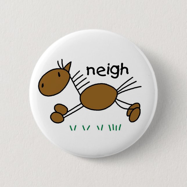 Stick Figure Horse 6 Cm Round Badge (Front)