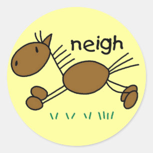 Stick Figure Horse Tshirts and Gifts Classic Round Sticker