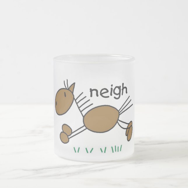 Stick Figure Horse Tshirts and Gifts Frosted Glass Coffee Mug (Center)