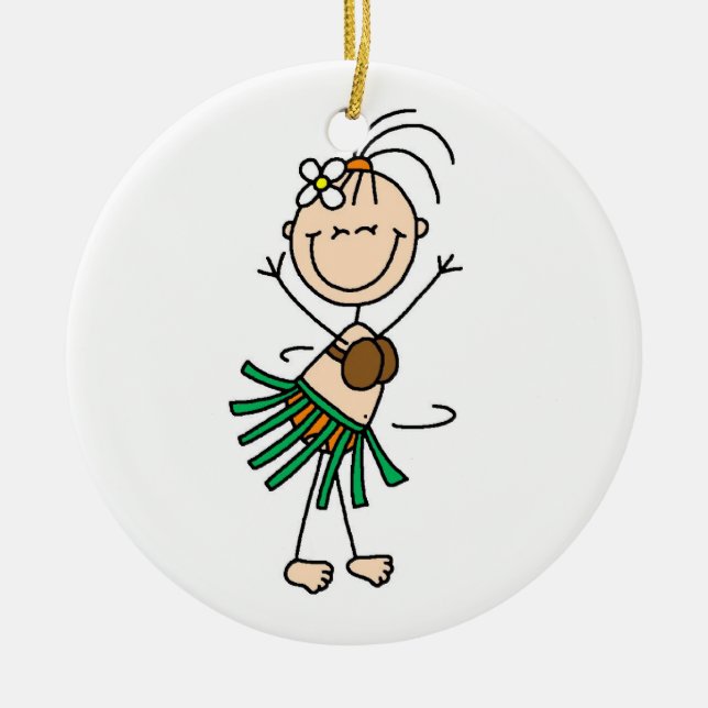 Stick Figure Hula Dance Ornament (Front)