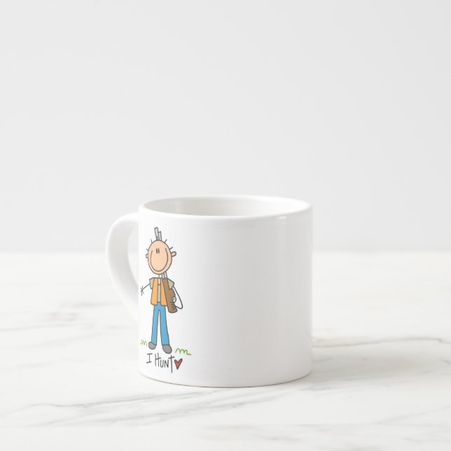 Stick Figure Hunter Espresso Cup (Front Left)
