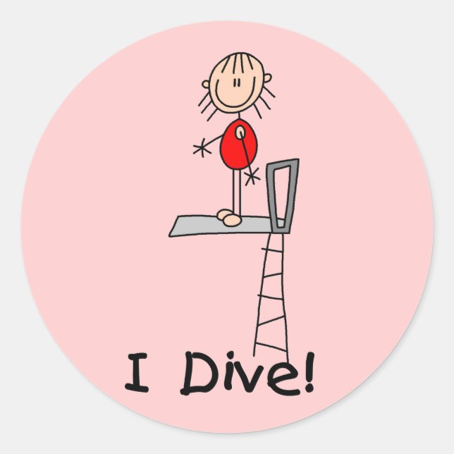 Stick Figure I Dive Tshirts and Gifts Classic Round Sticker (Front)
