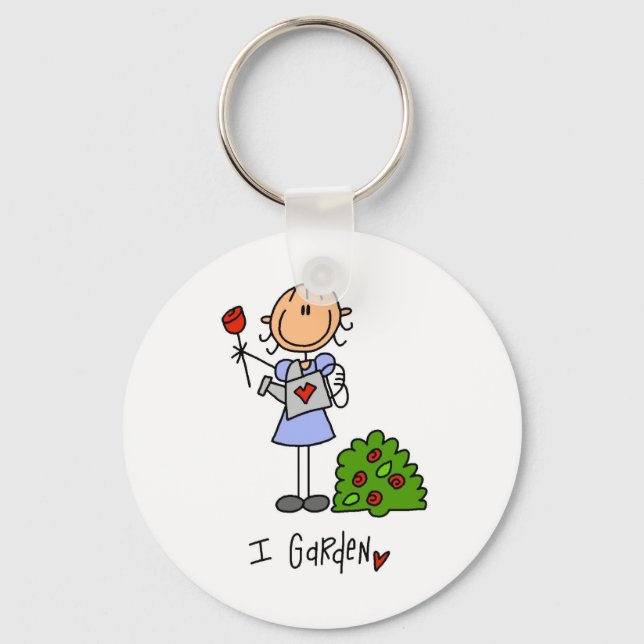 Stick  Figure I Garden T-shirts and Gifts Key Ring (Front)
