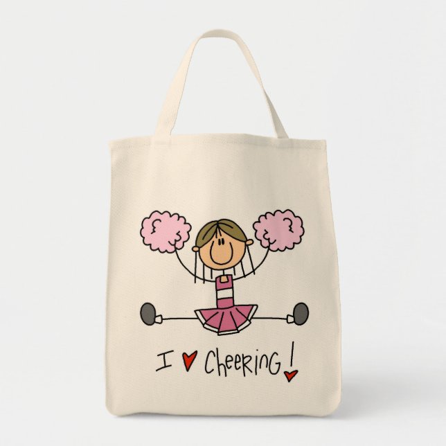 Stick Figure I Love Cheering T-shirts and Gifts Tote Bag (Front)