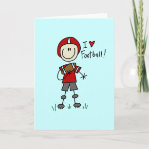 Stick Figure I Love Football T-shirts and Gifts Card