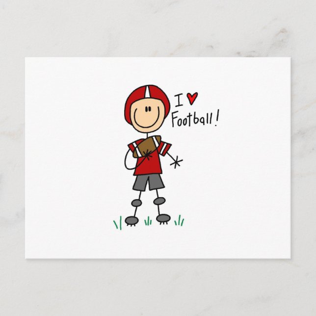 Stick Figure I Love Football T-shirts and Gifts Postcard (Front)