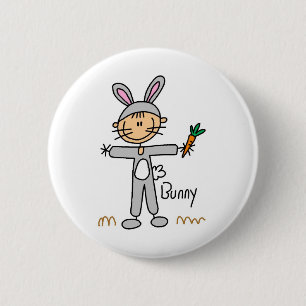 Stick Figure In Bunny Suit Button