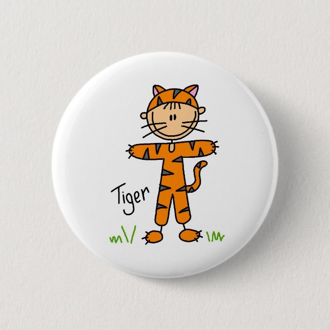 Stick Figure In Tiger Suit Button (Front)