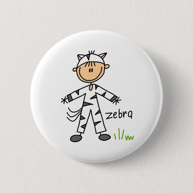 Stick Figure In Zebra Suit Button (Front)