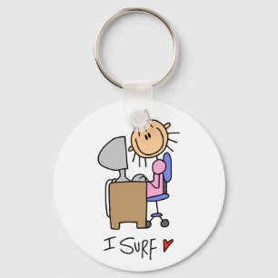 Stick Figure Internet Surfer Key Ring