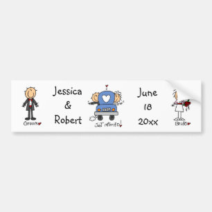 Stick Figure Just Married Bumper Sticker