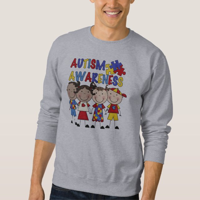 Stick Figure Kids Autism Awareness Sweatshirt (Front)