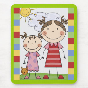 Stick Figure Kids Cards and Gifts Mouse Pad