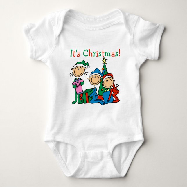 Stick Figure Kids It's Christmas Tshirts and Gifts (Front)