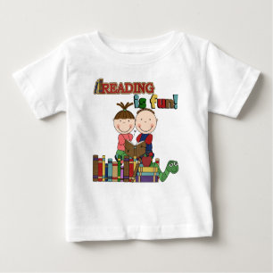 Stick Figure Kids Reading is Fun Baby T-Shirt