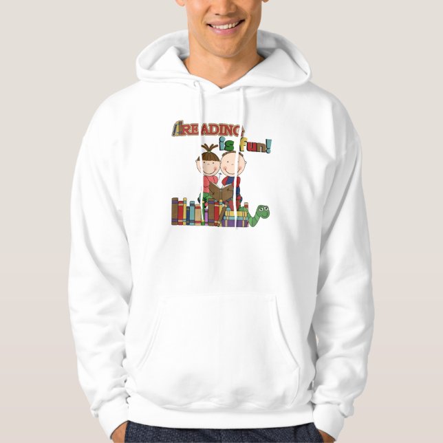 Stick Figure Kids Reading is Fun Hoodie (Front)