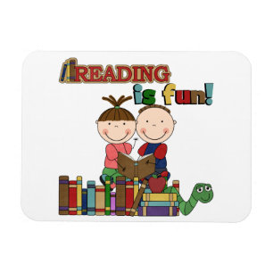 Stick Figure Kids Reading is Fun Magnet