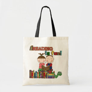 Stick Figure Kids Reading is Fun Tote Bag